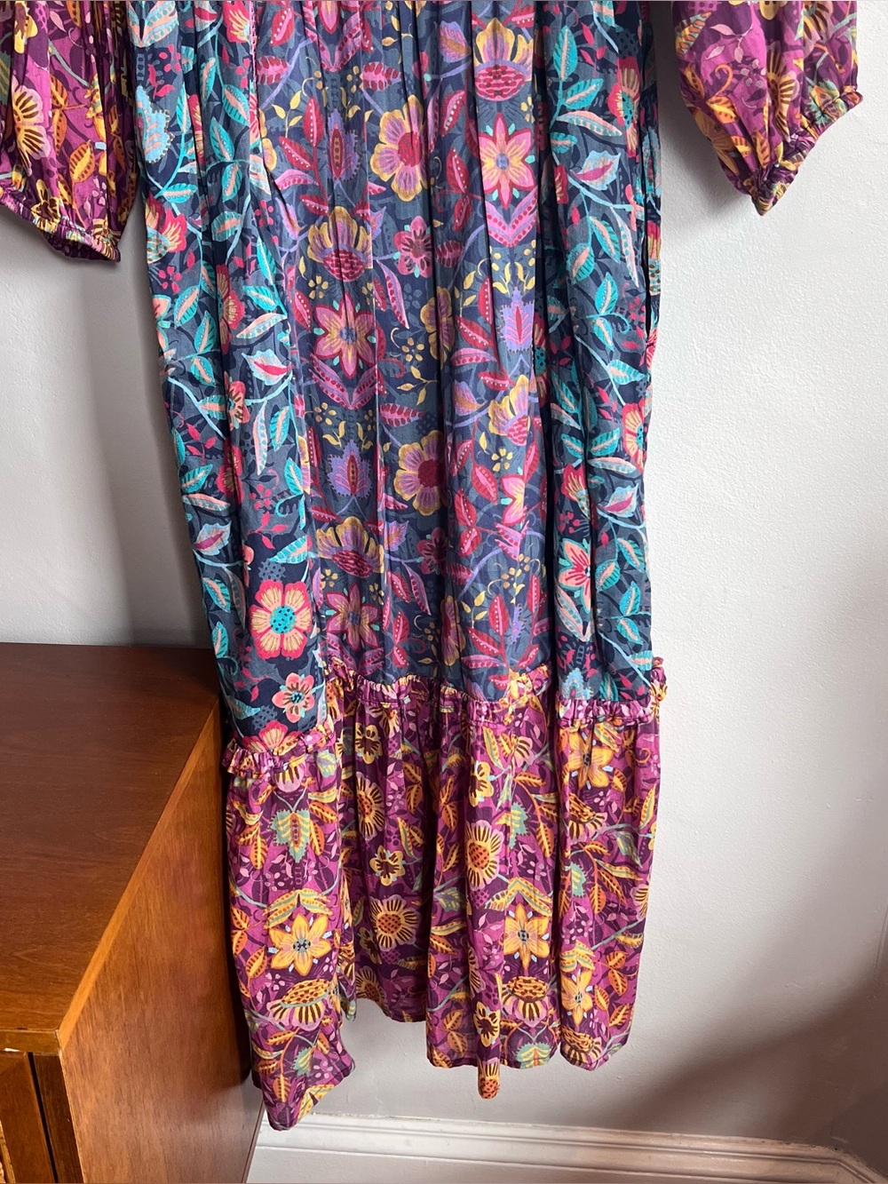 Sundance Tropic Dreams Floral Block Print Tiered Midi Dress S Cotton - Picture 11 of 11